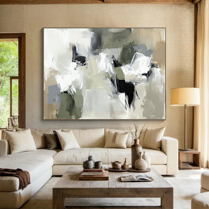 Neutral Toned Abstract Blocks Art for Minimalist Living Room & Serene Meditation Space SC245