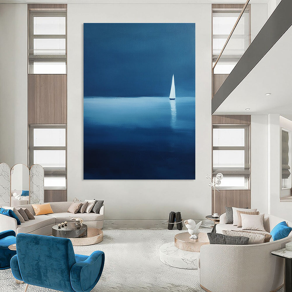 Sailboat in Blue Art for Nautical Home Bedroom & Maritime Museum STSC1086