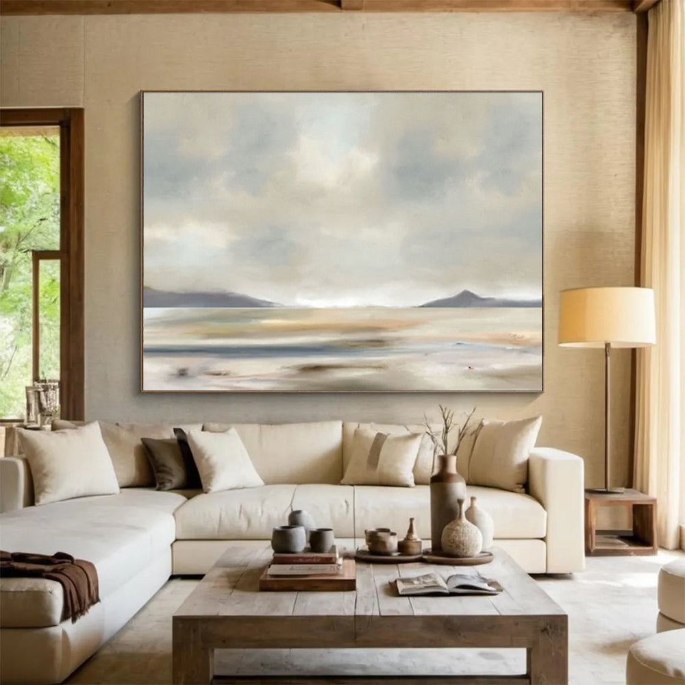 Light - Colored Lakeside Landscape Art for Relaxing Bedroom DLZ2743