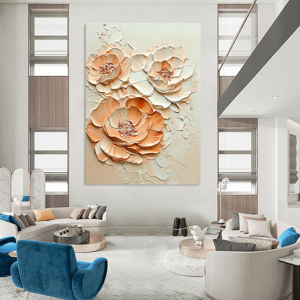 3D Peach Flower Abstract for Luxury Hotel Suite & Elegant Home Dining Room STSC453
