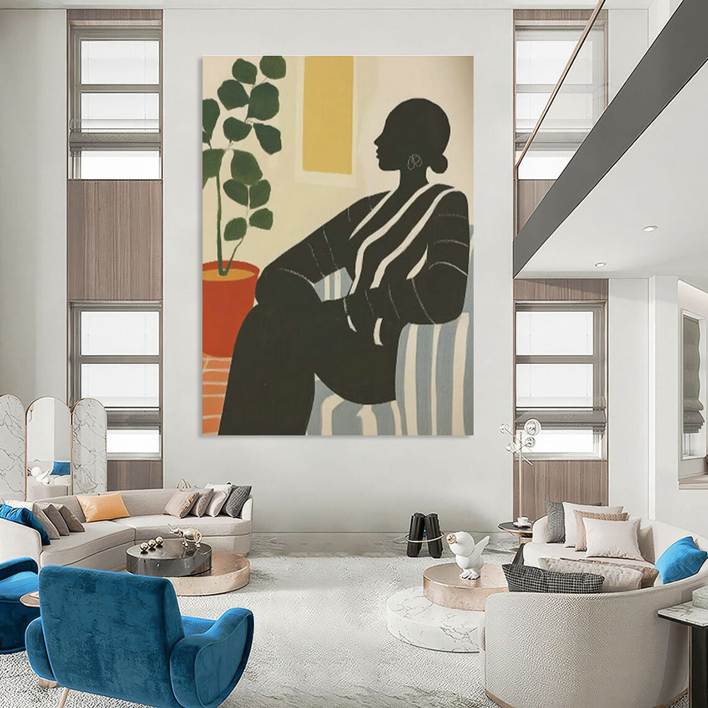 Silhouette with Plant Art for Mid - Century Modern Home & Wellness Space DLZ0697
