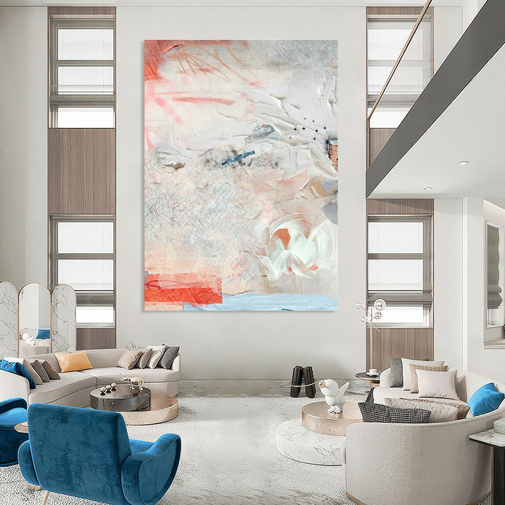 Pink - White Abstract Art for Minimalist Home Entryways DLZ0157