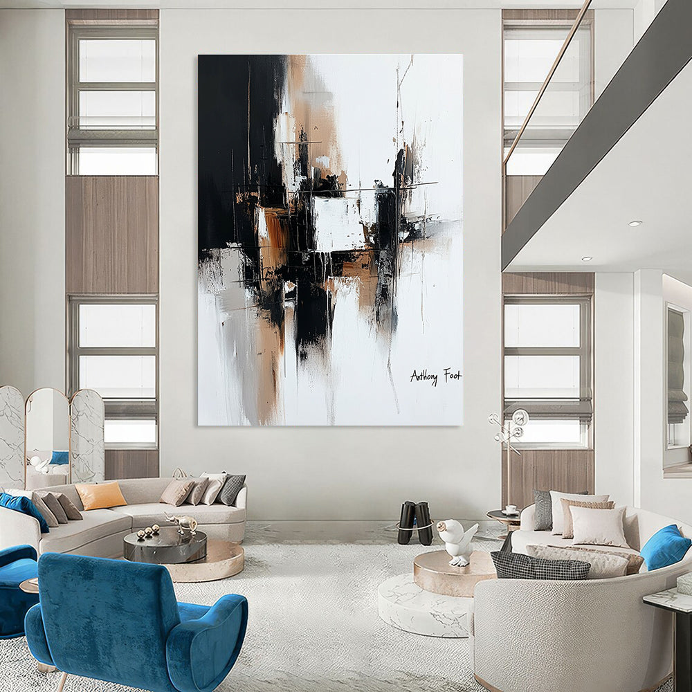 Black, White, and Brown Abstract Composition Art for Minimalist Bedroom & Art - Loving Entrepreneur’s Office STSC1356