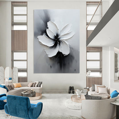 Gray and White Textured Flower for Modern Home Office & Art - Inspired Café STSC516
