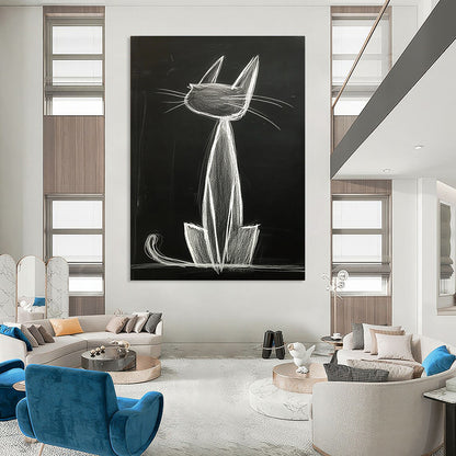 Chalk Cat Drawing for Playful Kids’ Room & Urban - Style Loft STSC1184