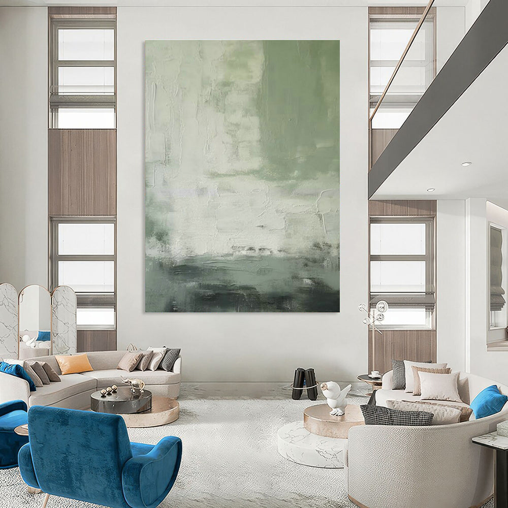 Green - Gray Abstract Art for Botanical Home Office & Eco - Friendly Café DLZ0835