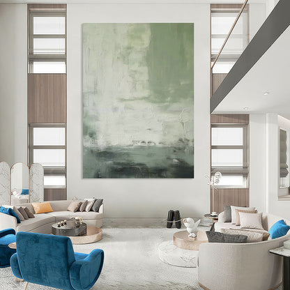 Green - Gray Abstract Art for Botanical Home Office & Eco - Friendly Café DLZ0835