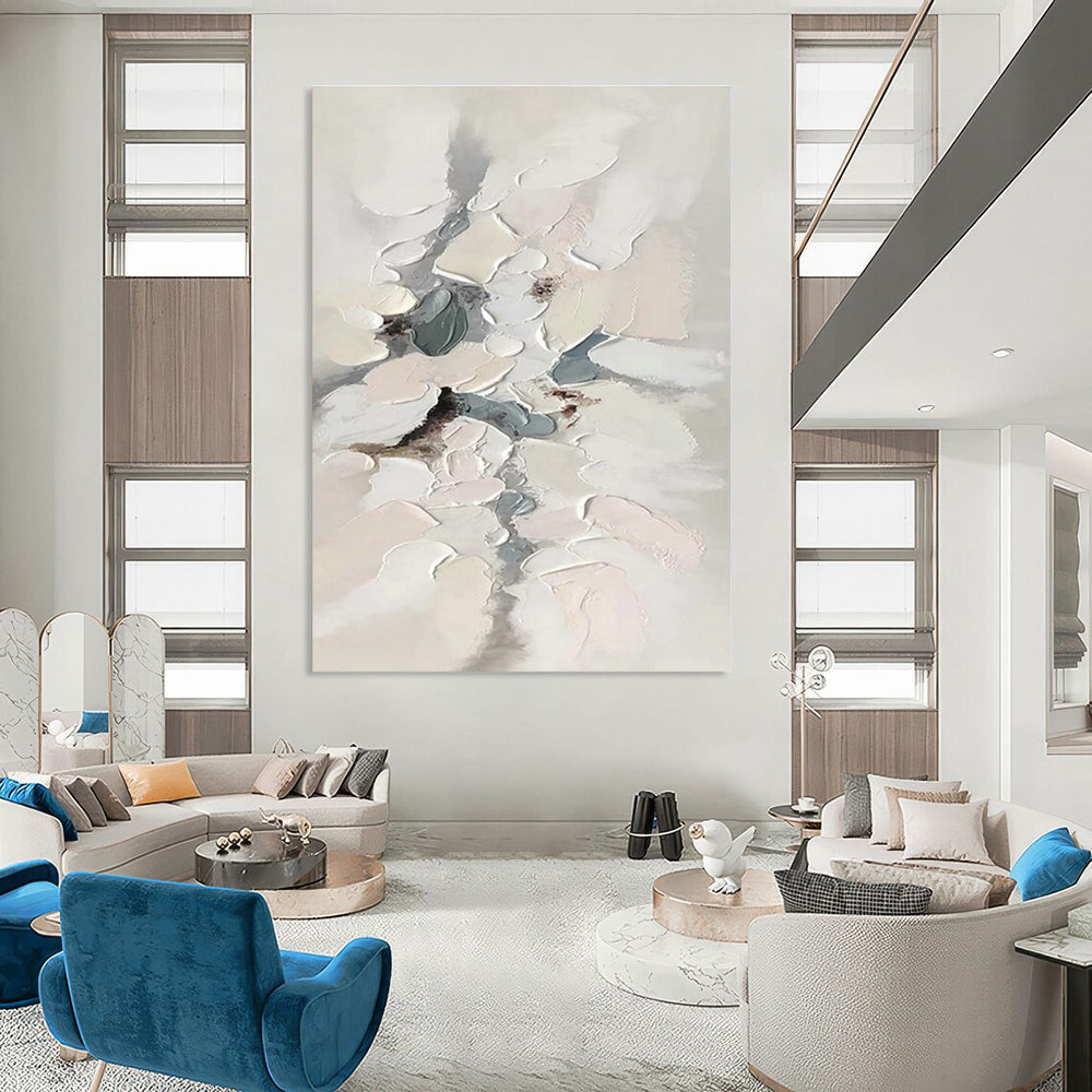 Gray - White Textured Abstract Art for Scandinavian Bedroom & Art Gallery DLZ1181