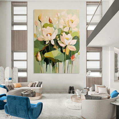 Lotus Flower Abstract for Zen - Inspired Bedroom & Cultural Art Space STSC319