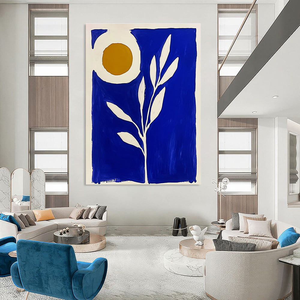 Blue Botanical with White and Gold Circle for Luxury Spa & Bohemian - Chic Bedroom STSC921