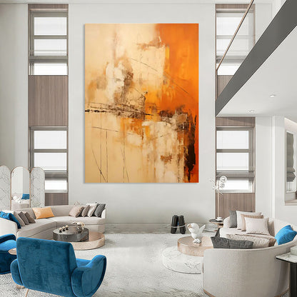 Orange - Brown Abstract Art for Rustic Home Cabin & Art - Loving Restaurant DLZ1735