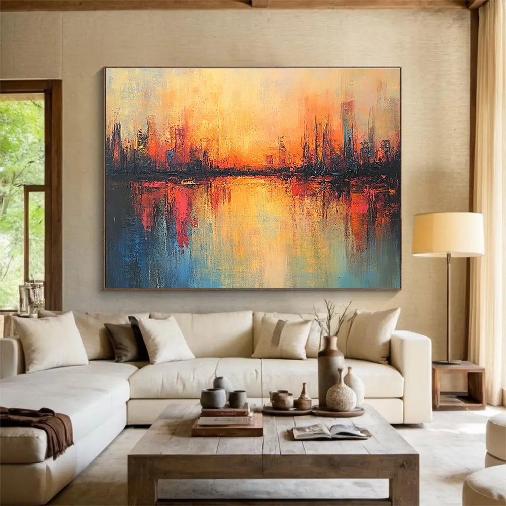 Abstract City Sunset Art for Rooftop Bar & Urban Home SC037