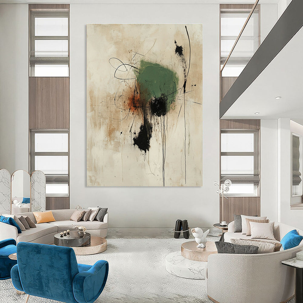 Green and Black Abstract for Sophisticated Dining Area & Art Gallery Hallway STSC1186