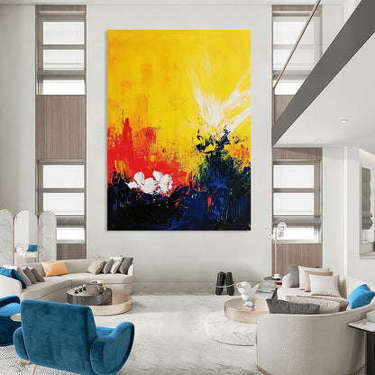 Yellow and Colorful Flower Abstract for Cheerful Kitchen & Bright Home Nursery STSC407