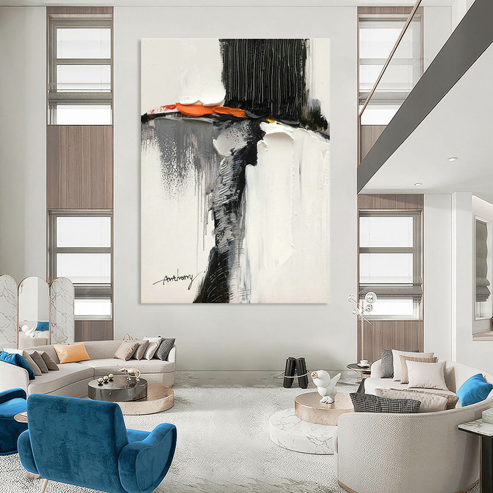 Black - White Abstract Art for Industrial Loft & Contemporary Gallery DLZ0801