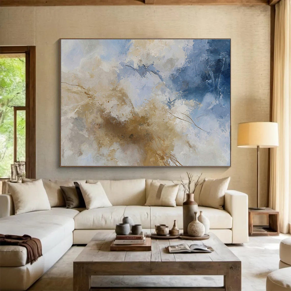 Blue - Brown Abstract Art for Nautical - Themed Restaurant Dining Areas DLZ2520