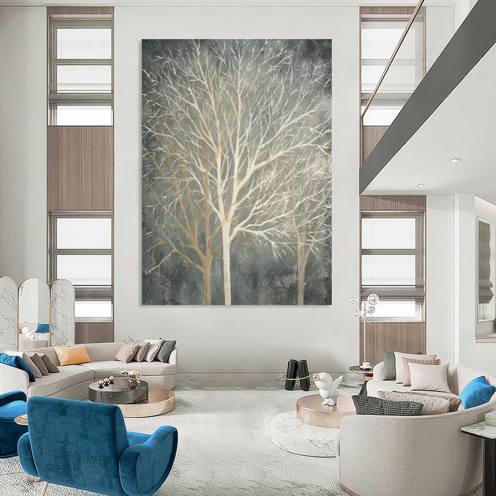 Bare Trees Landscape Oil Art for Living Room & Cottages DLZ0304