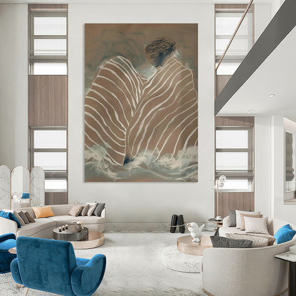 Striped - Cloth Figure in Waves Art for Boho Beach House & Wellness Studio DLZ0684