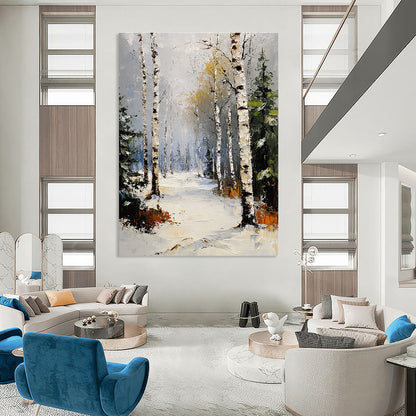 Snowy Birch Forest Path 1 Art for Winter Lodge & Nature - Lover’s Study STSC1381
