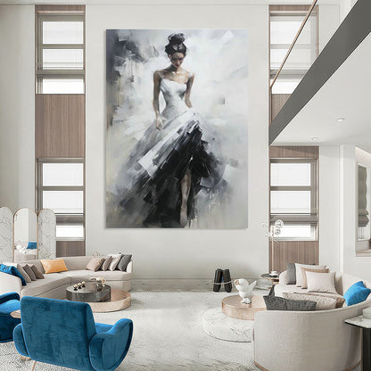 Woman in White and Black Dress Art for Romantic Home Bedroom & Fashion - Forward Boutique DLZ1547