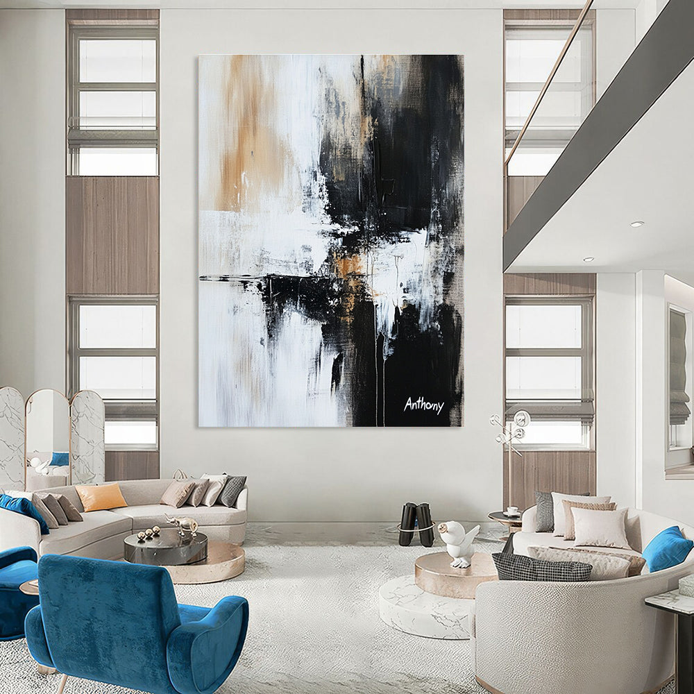 Monochromatic Abstract with Drips for Industrial - Chic Loft & Contemporary Art Gallery STSC741