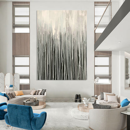 Grey - White Dripping Abstract Art for Living Room & Bedroom DLZ0480