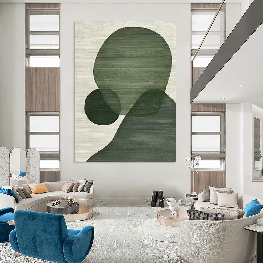 Minimalist Green Geometric Art for Scandinavian Living Room & Modern Art Studio DLZ1434