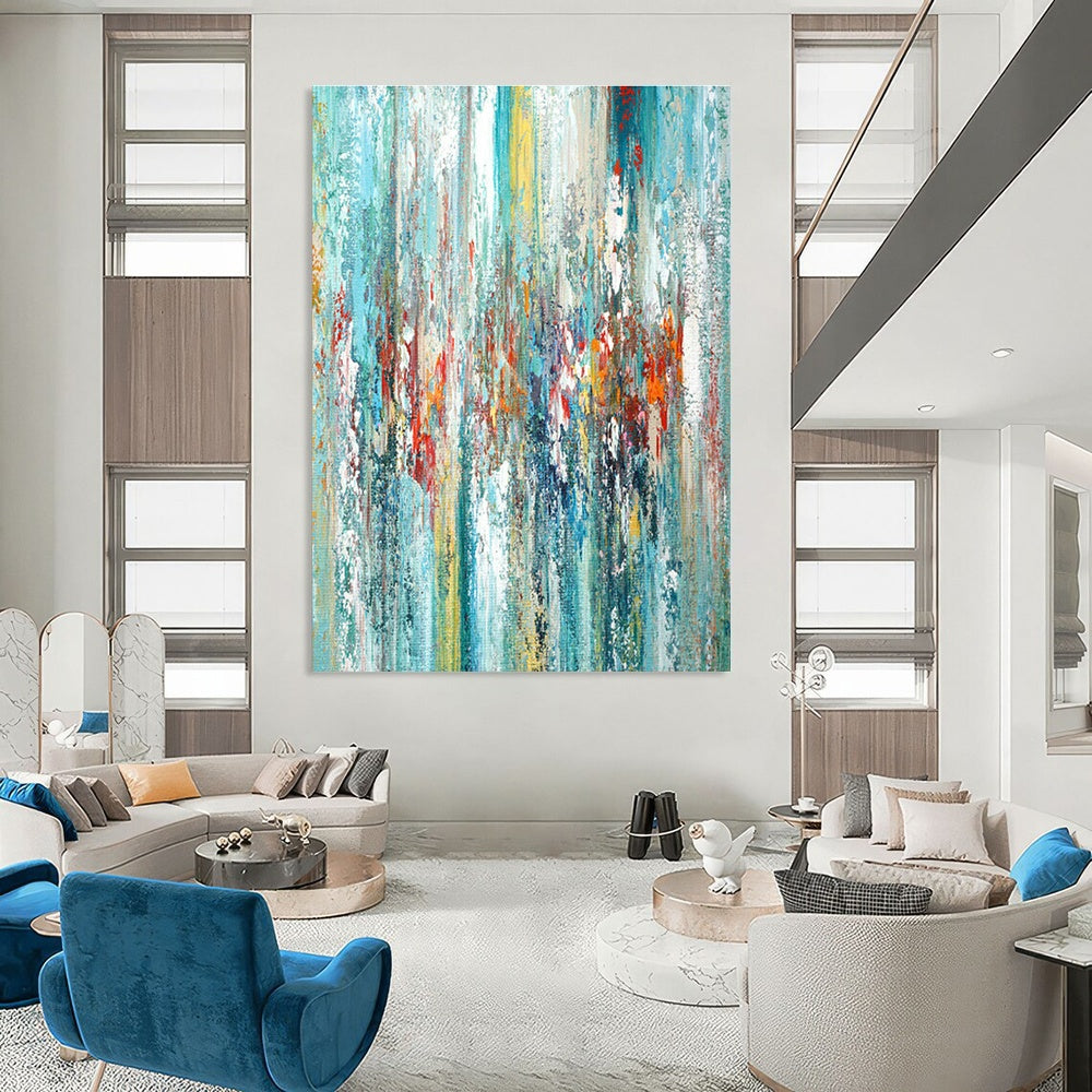 Colorful Vertical Stripes Abstract Art for Living Room & Studio DLZ0441