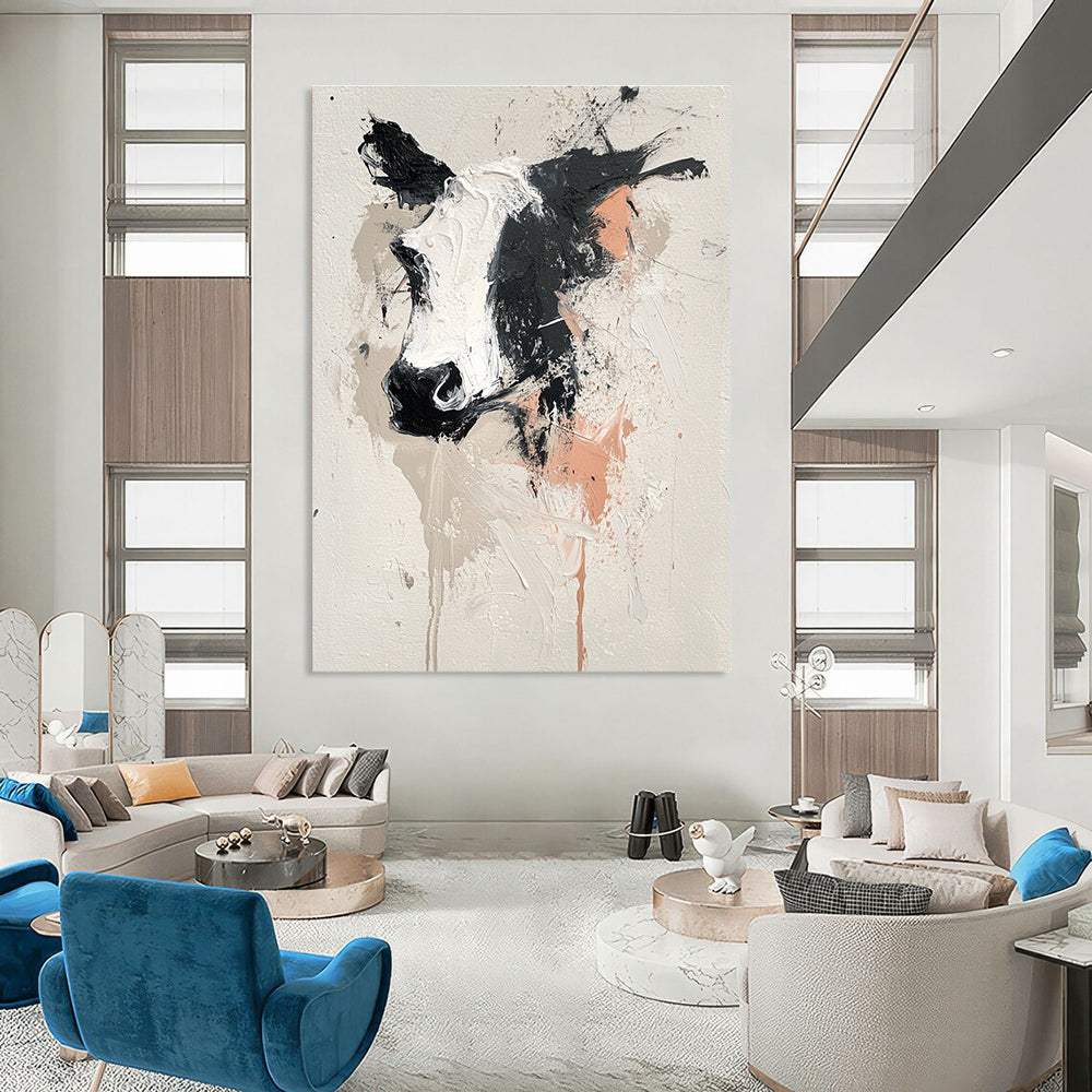 Abstract Cow Head Art for Farmhouse Kitchen & Rustic Lounge STSC048