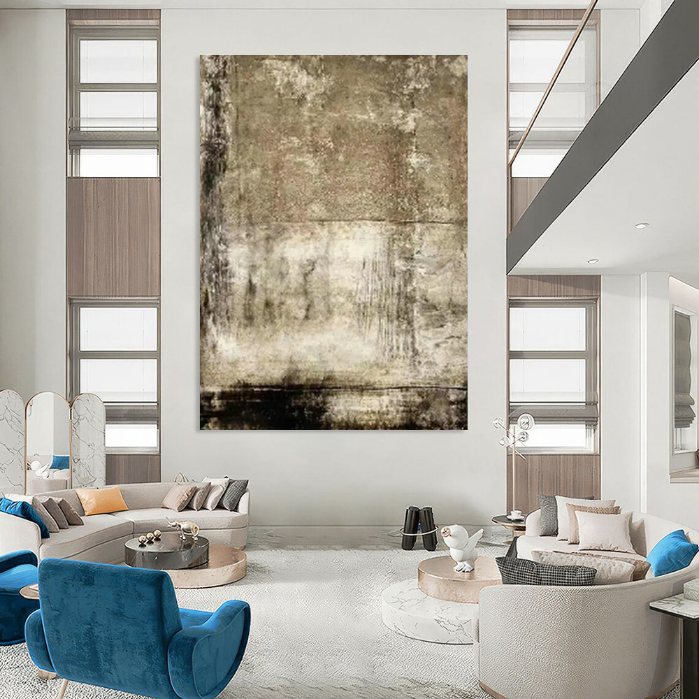 Distressed Earth Tone Art for Rustic Farmhouse Dining Room & Industrial Art Studio DLZ0875