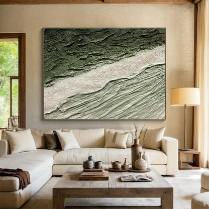Green - Mud Textured Art: Bring Nature’s Rough Charm to Your Study DLZ2385