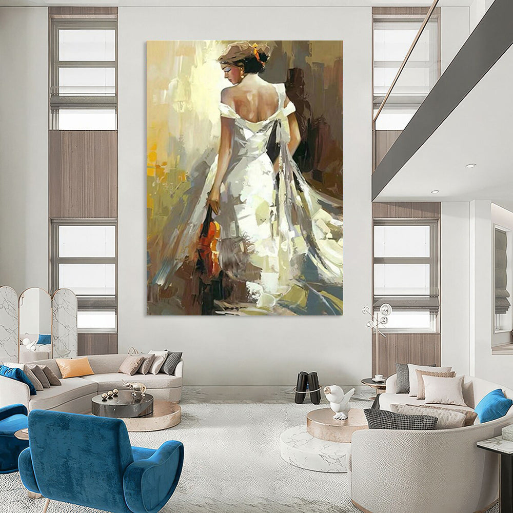 Artistic Woman with Violin Art for Music Room & Boho - Chic Living Space DLZ1964