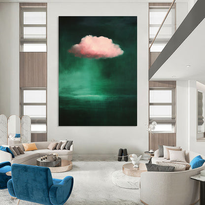 Pink Cloud Over Green Art for Bohemian - Style Bedroom & Nature - Inspired Meditation Space STSC1402