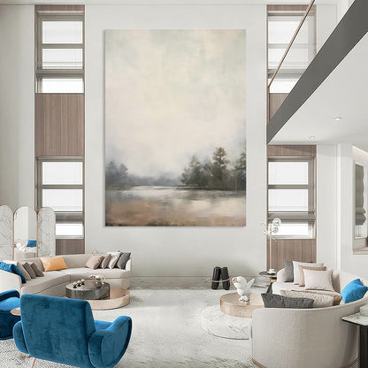Misty Lake Landscape Art for Lakeside Cottage & Nature - Inspired Spa DLZ0720