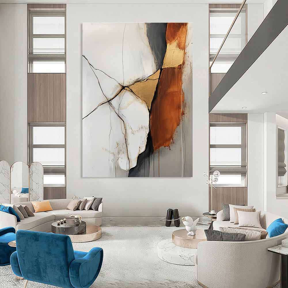 Cracked Gold and Brown Abstract for Luxury Hotel Lobby & Upscale Dining Room STSC655