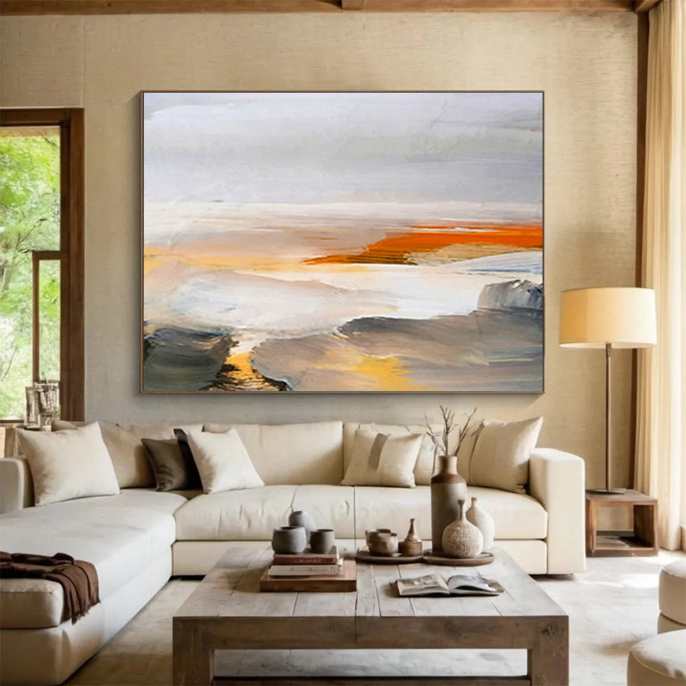 Orange - Grey Minimalist Abstract Art for Modern Office DLZ2766
