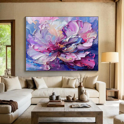 Impasto Pink - Purple Flower Art for Romantic Bedroom Accent DLZ3065