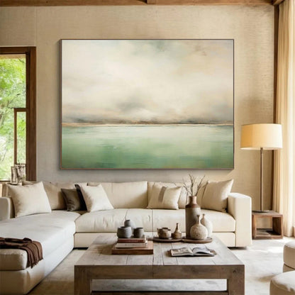 Soft - Toned Sky - Water Painting for Coastal Bedroom Retreats DLZ2543