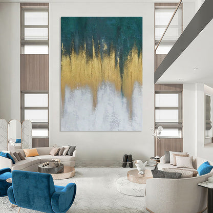 Gold - Blue Gradient Abstract Art for Rooftop Bar & Beachfront Villa DLZ1242