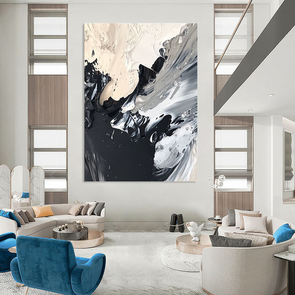Black and White Textured Abstract for Industrial - Style Loft & Modern Art Museum STSC1277