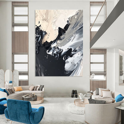 Black and White Textured Abstract for Industrial - Style Loft & Modern Art Museum STSC1277