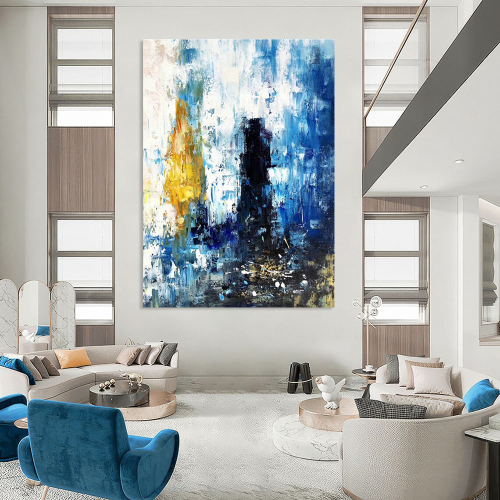 Blue - White - Yellow Abstract Art for Seaside Villa & City Café DLZ0573