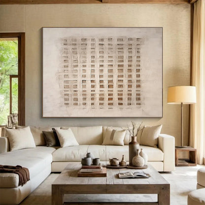 Beige Woven Abstract Art for Minimalist Studies DLZ2434