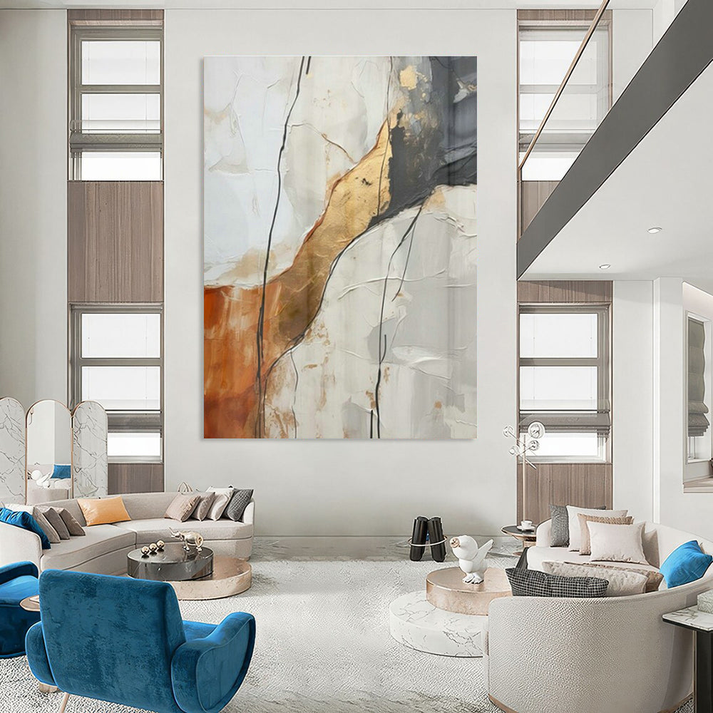 Gold - Brown Line Abstract Art for Luxury Home Library & Art - Lovers’ Lounge DLZ1945