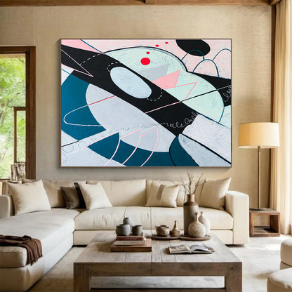 Pink - Blue Geometric Abstract for Chic Bedroom DLZ2933