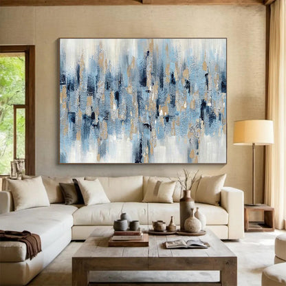 Blue - Gold Urban Abstract for Modern Corporate Lobby DLZ2985