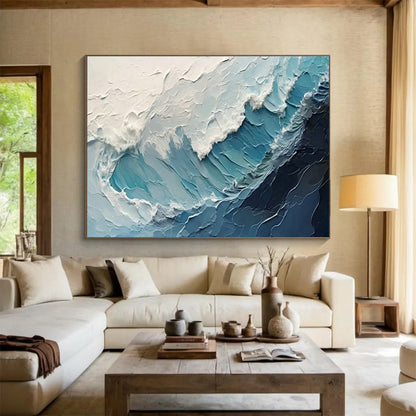 Textured Ocean Wave Art for Coastal Home Living Room Focal Points DLZ3256