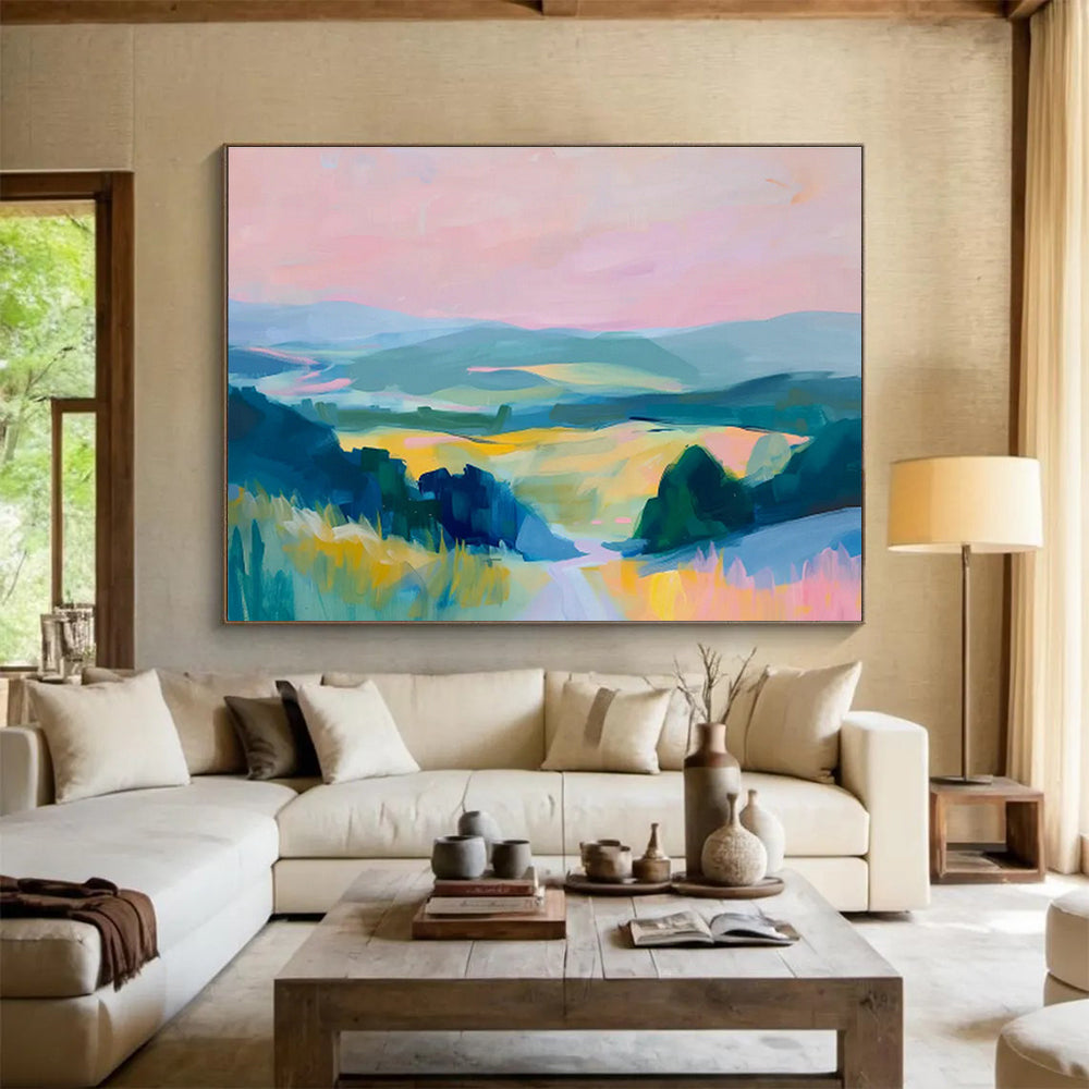 Pastoral Landscape Oil Painting for Rustic Farmhouse Dining Areas DLZ2594