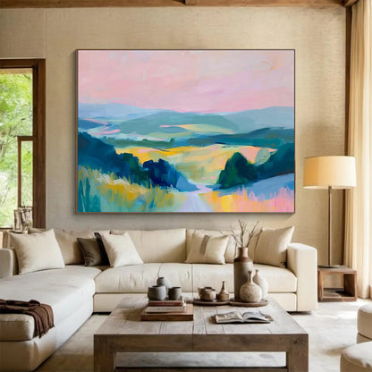 Pastoral Landscape Oil Painting for Rustic Farmhouse Dining Areas DLZ2594