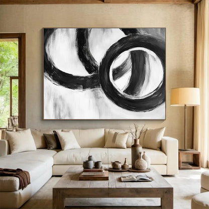 Black Circular Forms Art for Bohemian - Style Café & Art Studio SC013